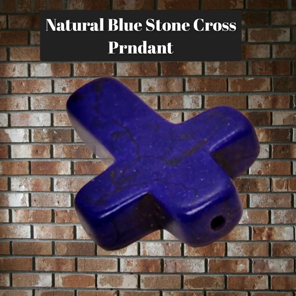 Natural Dark Purple Stone Cross Pendant - Picture 3 of 3
